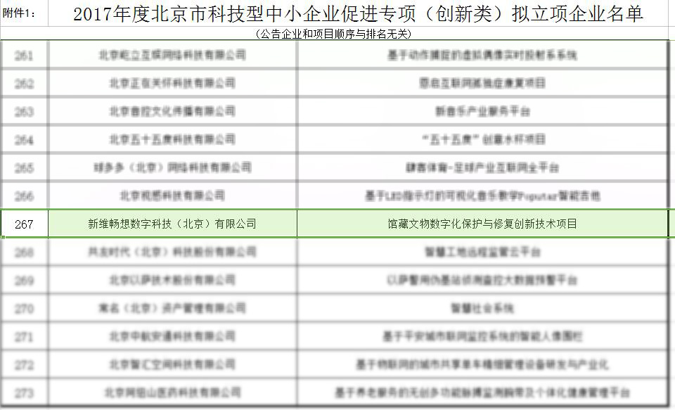 2017年新维畅想荣获“中小企业促进专项”项目扶持